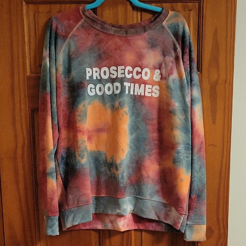Prosecco & Good Times Tie-Dye Crewneck Sweatshirt - Multicolor